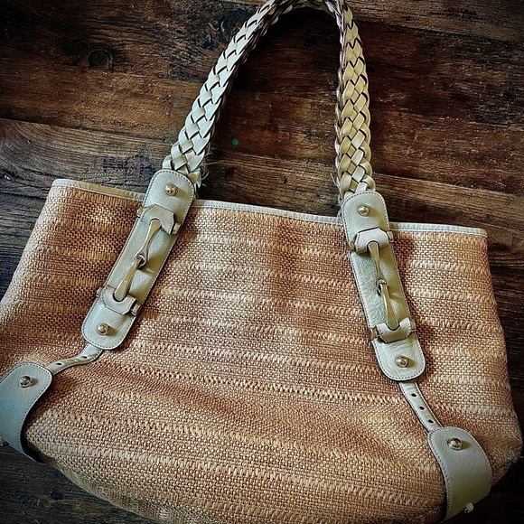 VINTAGE GUCCI PELLAM BAG RAFFIA (White Gold Horsebit) - Picture 3 of 10